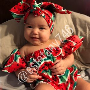 Watermelon romper with bow
